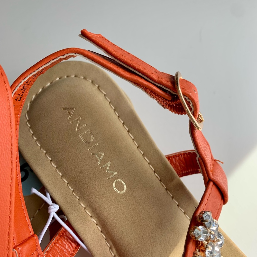NWT Orange Rhinestone Sandals - Picture 4 of 5